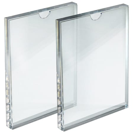 Azar Displays Clear Acrylic Block Sign Holder Frame 5in x 7in, Top Load, 2PK 104557-2PK